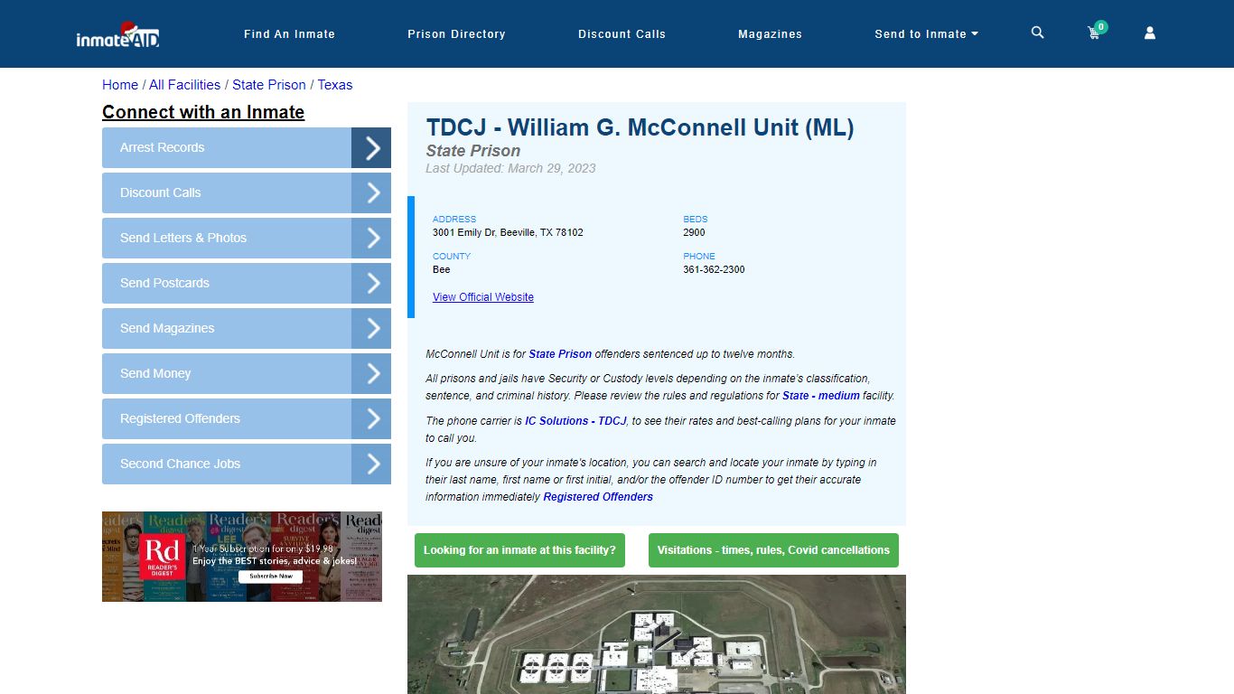 TDCJ - McConnell Unit (ML) & Inmate Search - Beeville, TX