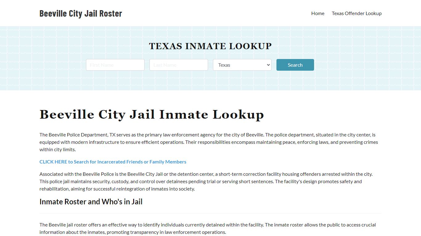Beeville Police Department & City Jail, TX Inmate Roster, Arrests, Mugshots